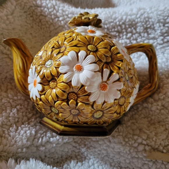 Antique Vintage Mid-Century Fred Robert's Raised Daisy Tea Pot Made In Japan - Picture 2 of 10